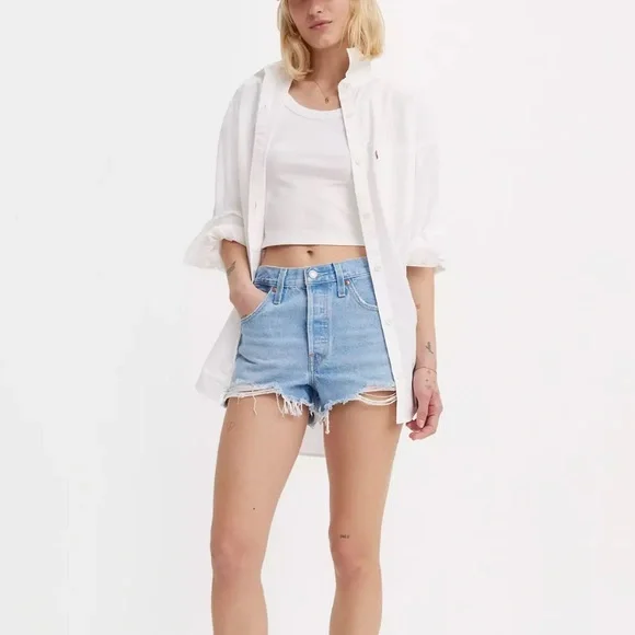 Levi's 501 Original Fit High Rise Shorts SZ 29 - Picture 1 of 6